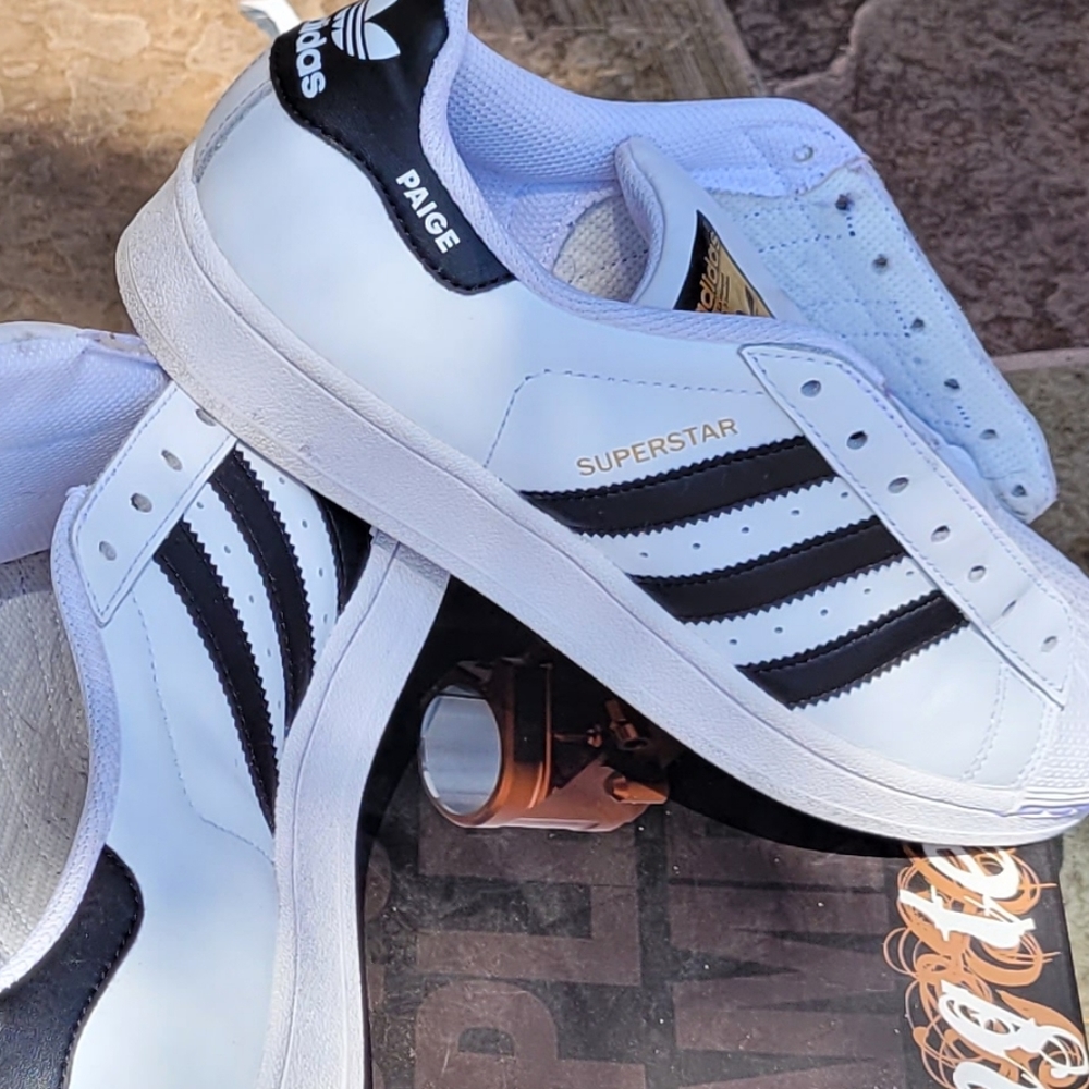 Adidas Superstar Men's size 8½ US 42 EU White Black Custom - Picture 6 of 16